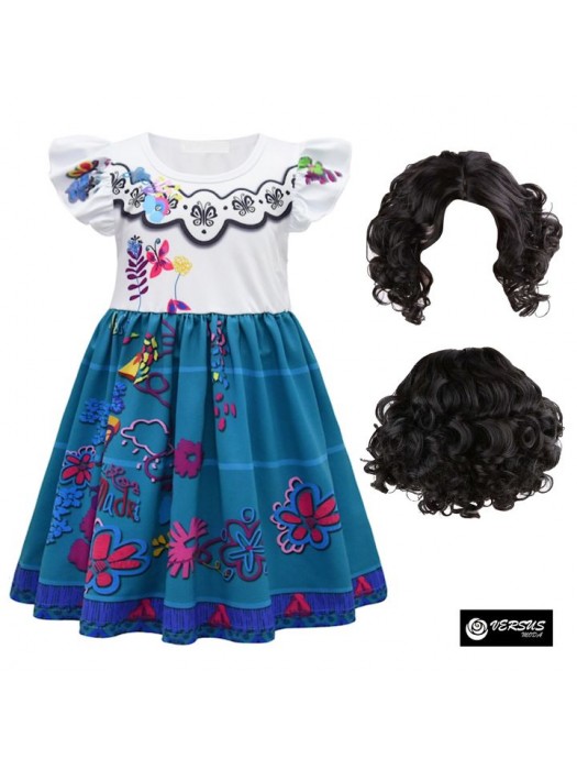 Mirabel Costume Carnevale Parrucca Encanto Vestito Bambina Cosplay Dress ENCAN01